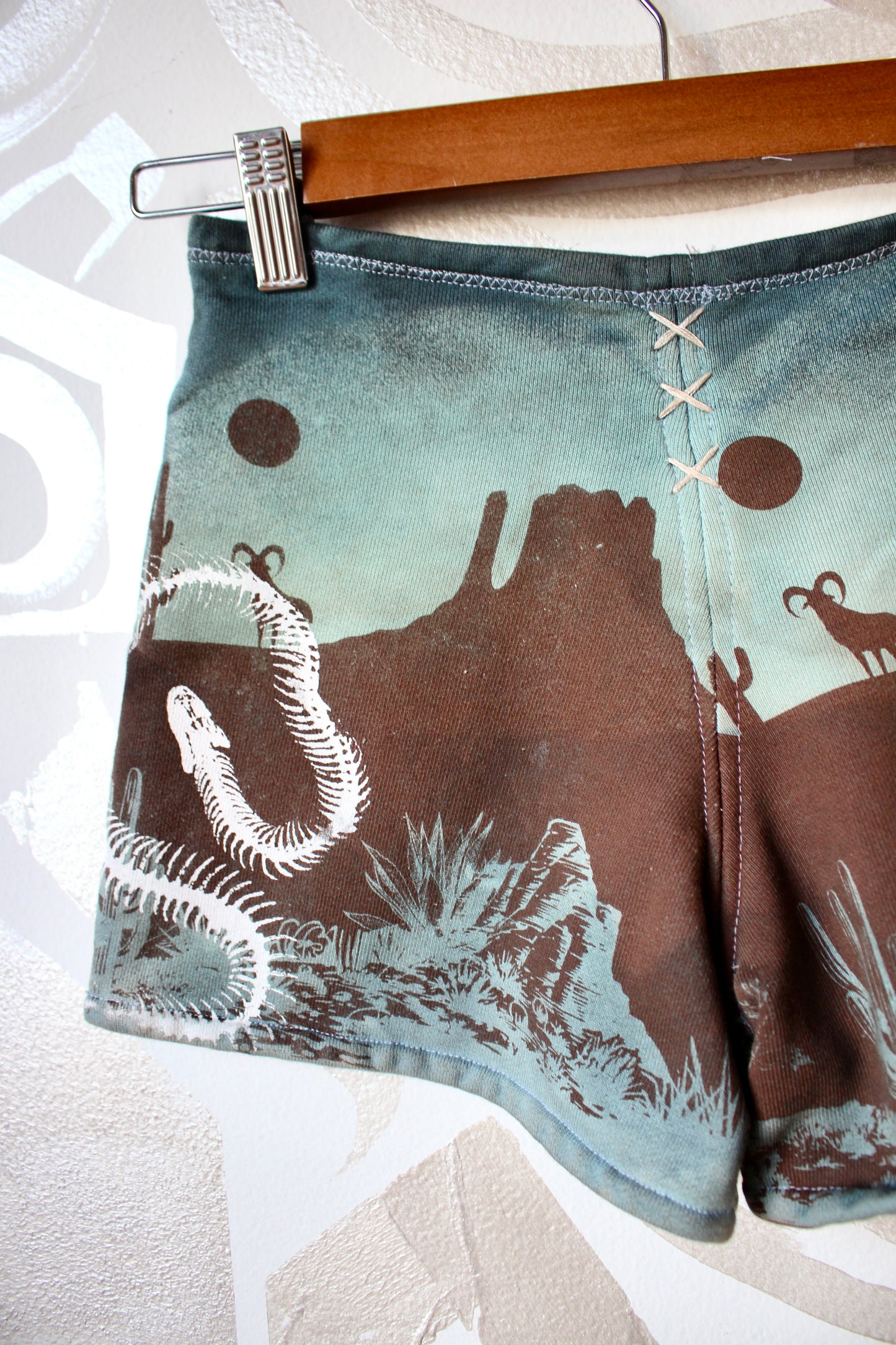 SMALL Hawk/Snake Sweat Shorts 2- One of a kind -Bootie Shorts - Super Short- Boy shorts- Cozy