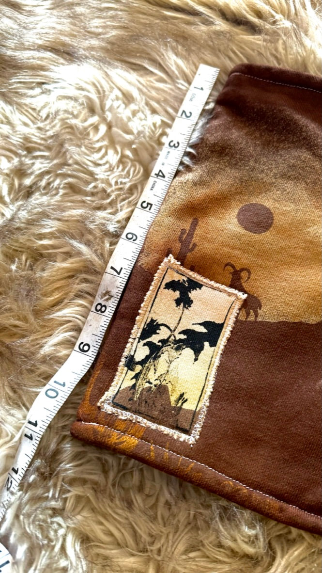 Small - Lil Brown Canyon Sweat Shorts- OWl - Dandelion Patch- Hand embroidered center front detail