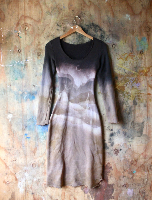 Small - Overcast Long Sleeve Dress- Organic Dead stock Cotton