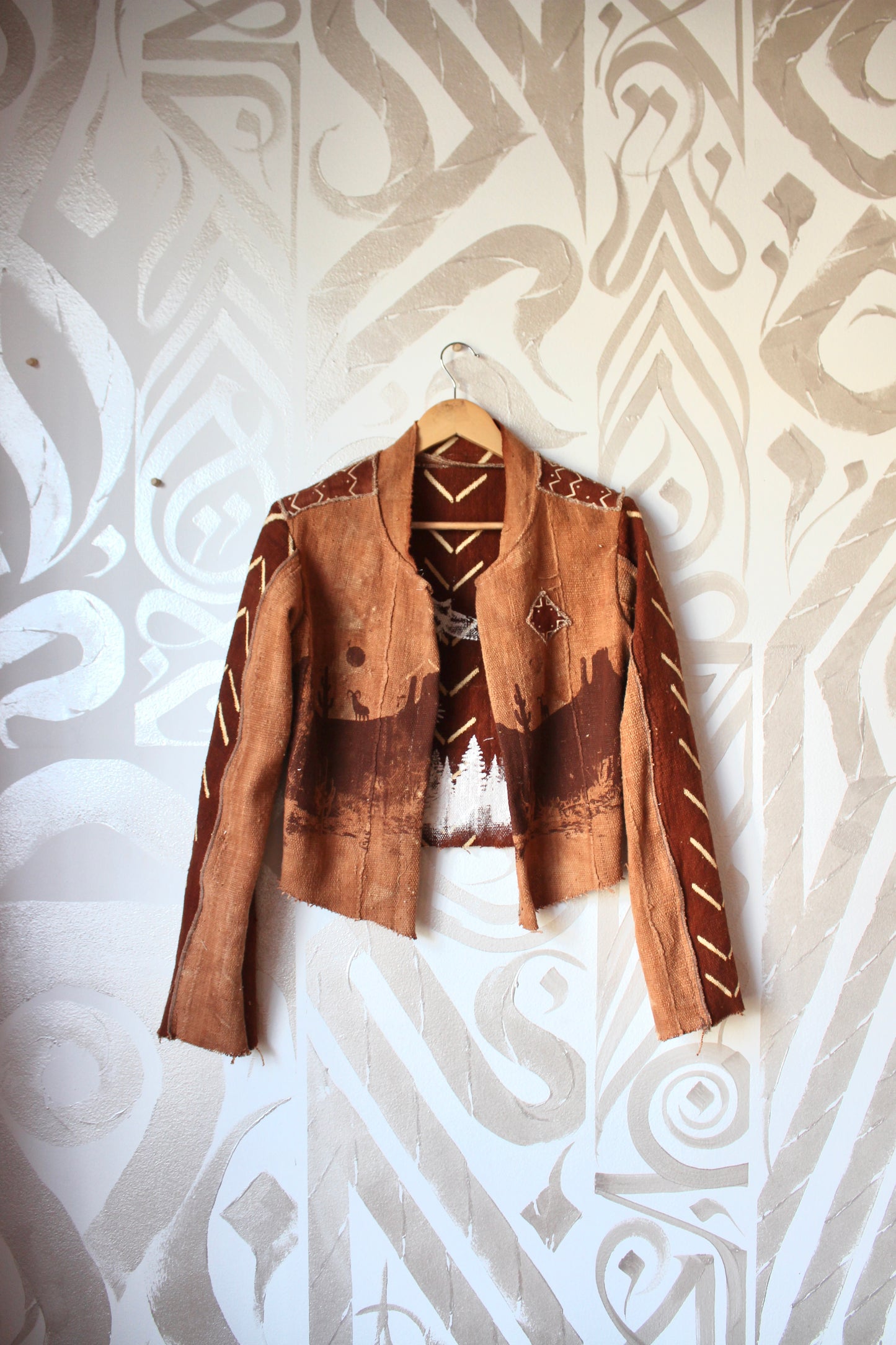 Mudcloth Cadet Jacket 11- Terracotta Canyon Hawk - Forest Lining- Inner Pocket