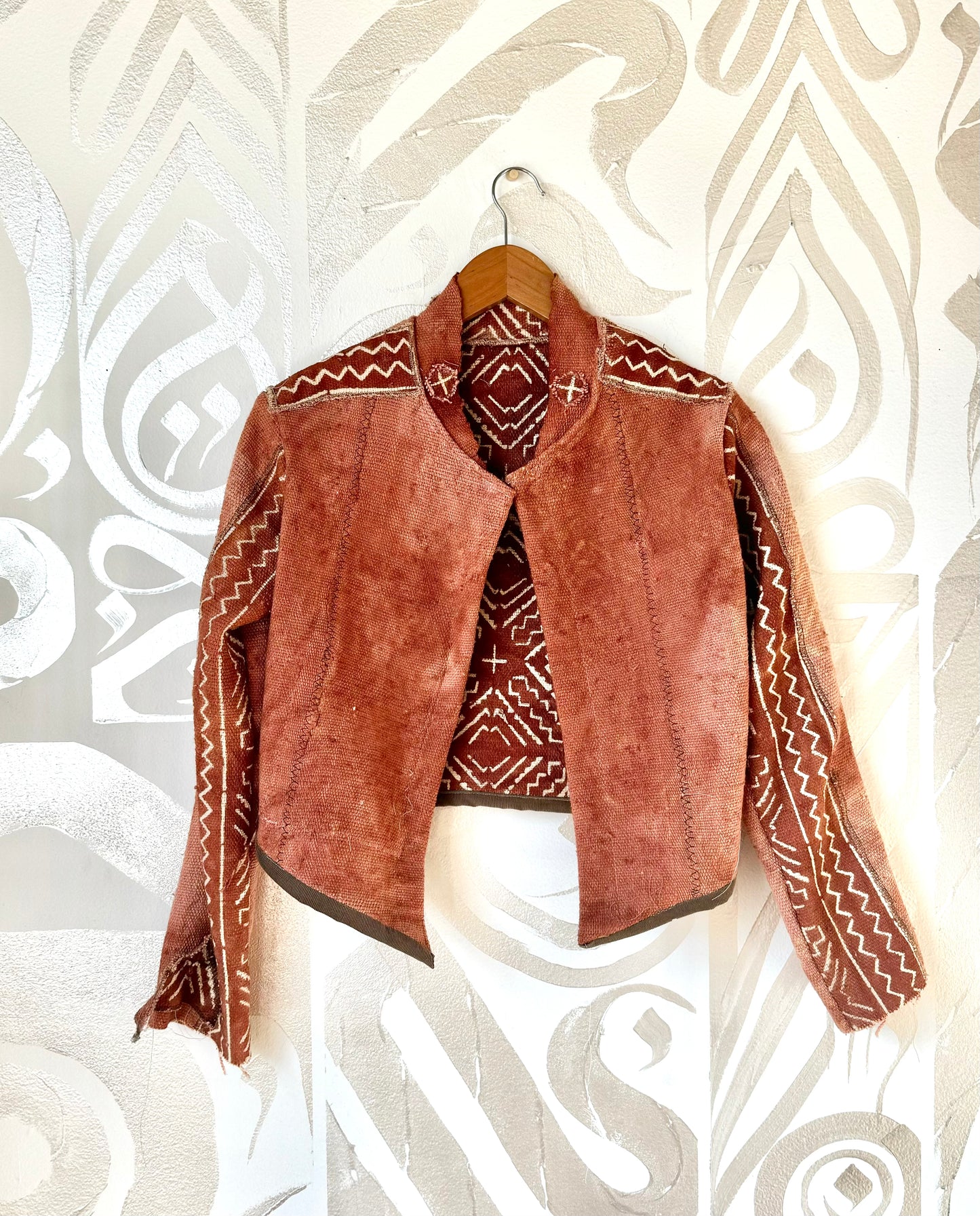 Small- Mudcloth Jacket 1 - Earthen Wear- Terracotta Tesselate