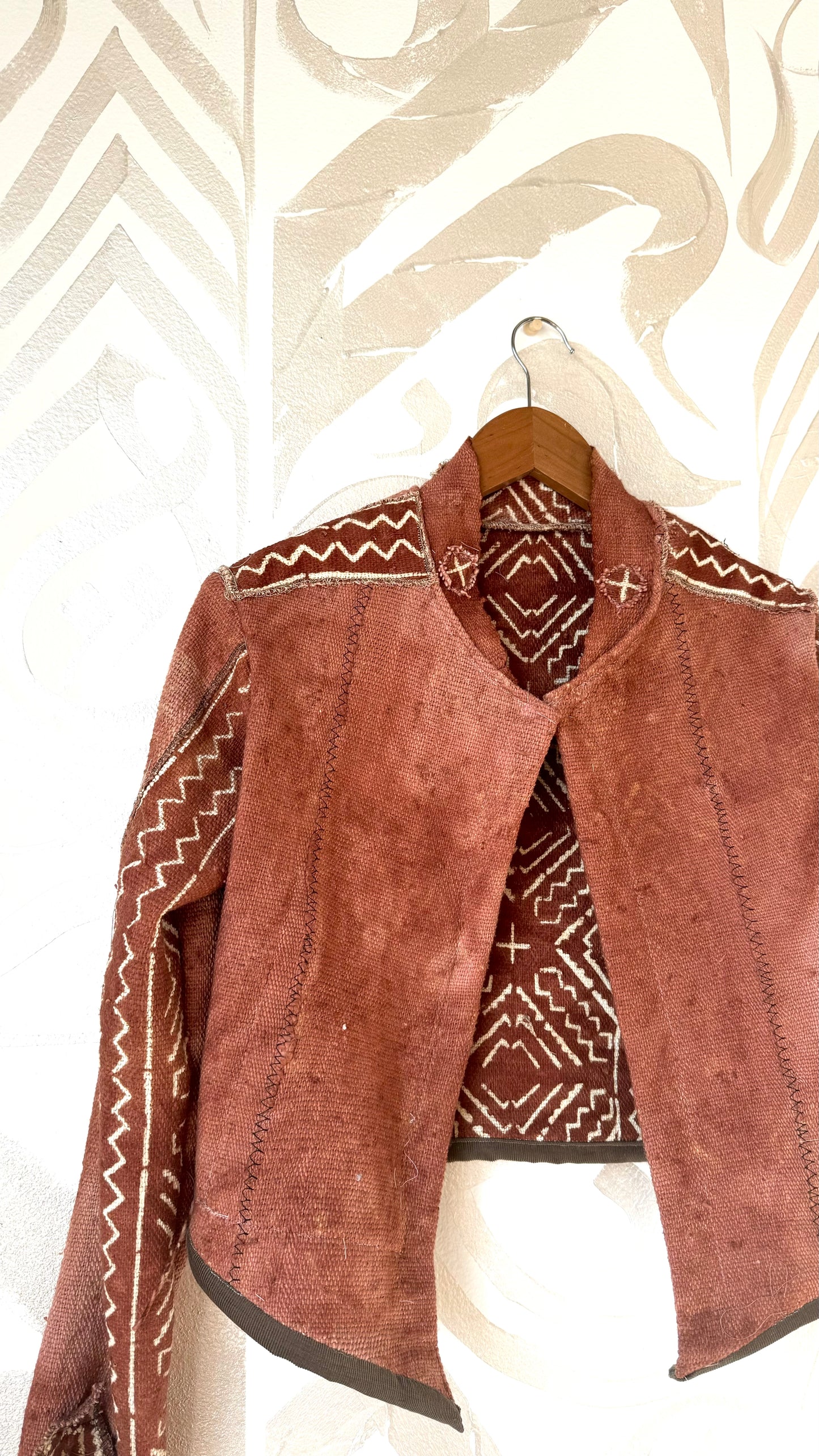 Small- Mudcloth Jacket 1 - Earthen Wear- Terracotta Tesselate