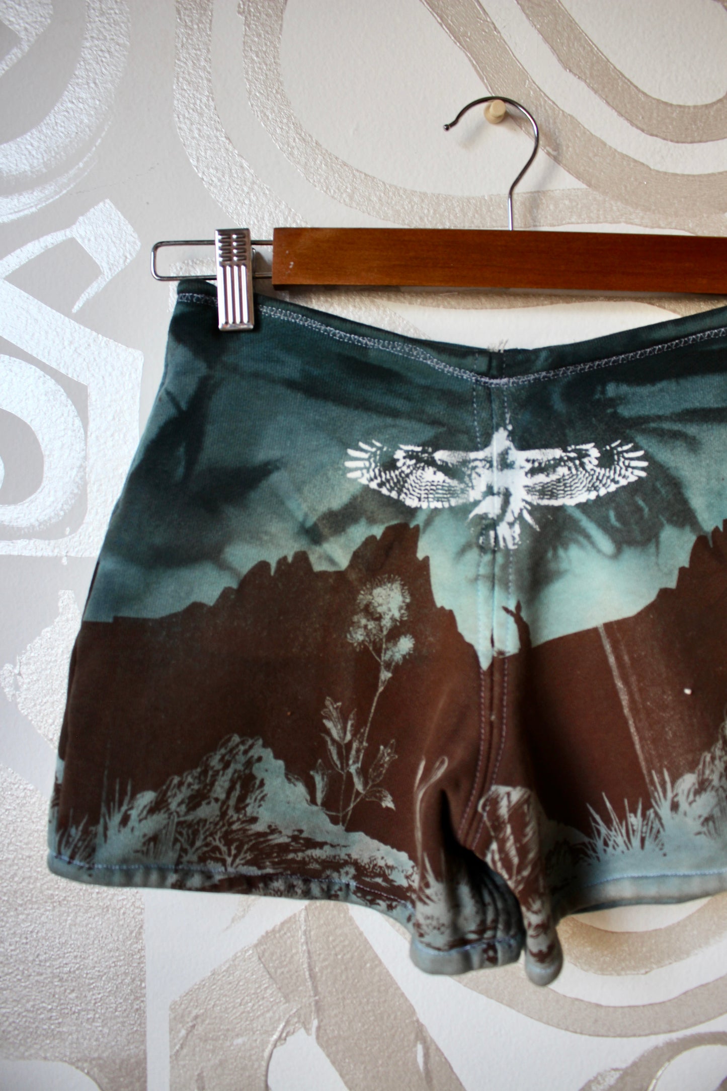 SMALL Hawk/Snake Sweat Shorts 2- One of a kind -Bootie Shorts - Super Short- Boy shorts- Cozy