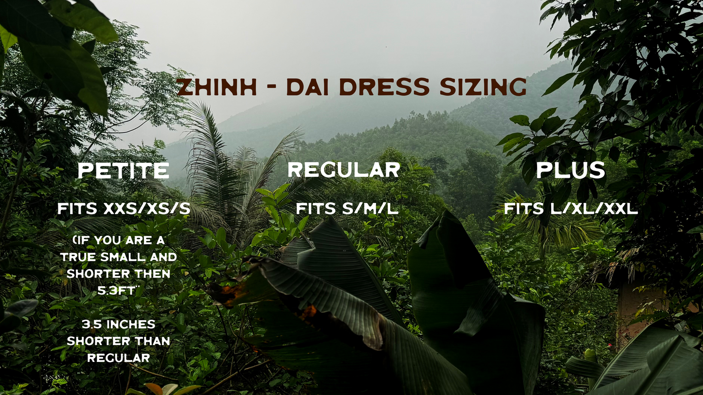 RTS(Ready to ship)- Silver Jade - The Zhinh-Dai Dress -Reversible color and neckline- Made in Hanoi, Vietnam