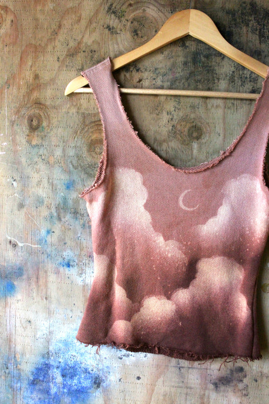 Small - Mauve Skies Tank Top- Organic Cotton French Terry Deadstock