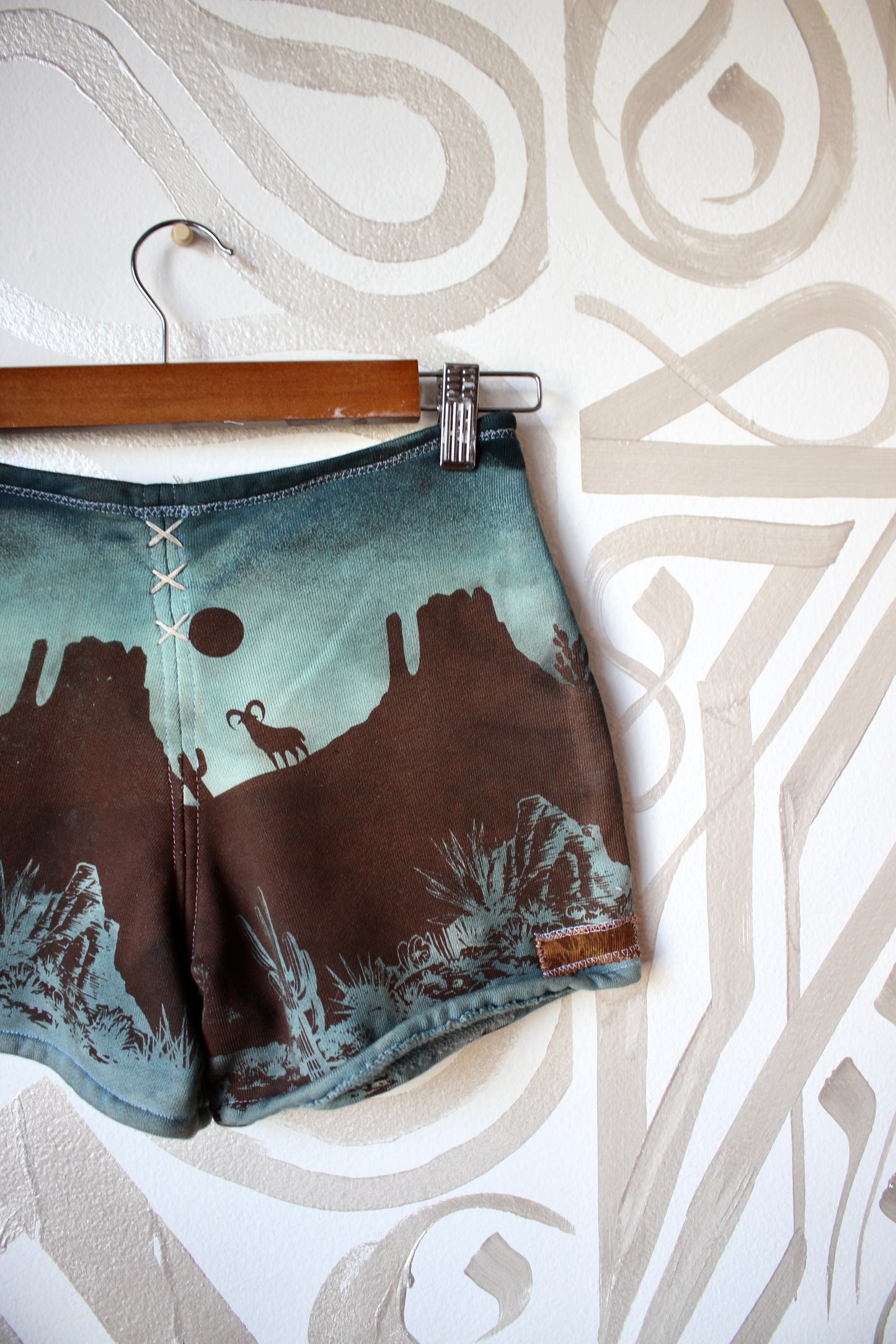 SMALL Hawk/Snake Sweat Shorts 2- One of a kind -Bootie Shorts - Super Short- Boy shorts- Cozy