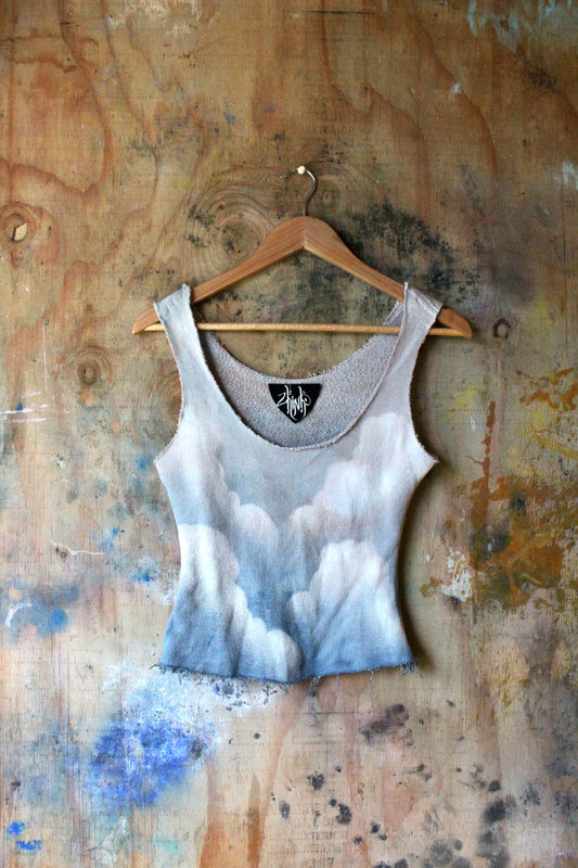 Small - Blue Skies Tank Top- Organic Cotton French Terry Deadstock