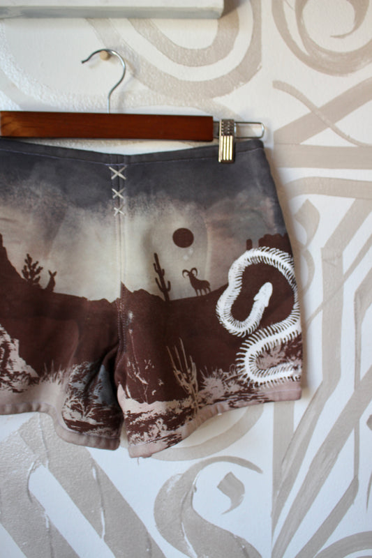 MEDIUM-  Desert Sweat Shorts 3 - Hand embroidered details, Screen printed, Hand dyed- One of a kind (Copy) (Copy)