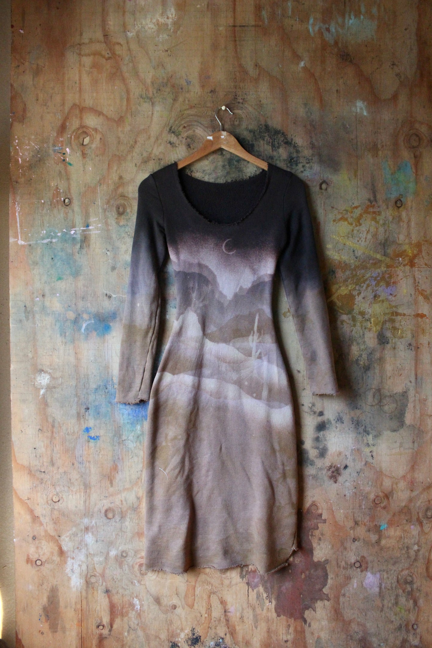 Small - Overcast Long Sleeve Dress- Organic Dead stock Cotton