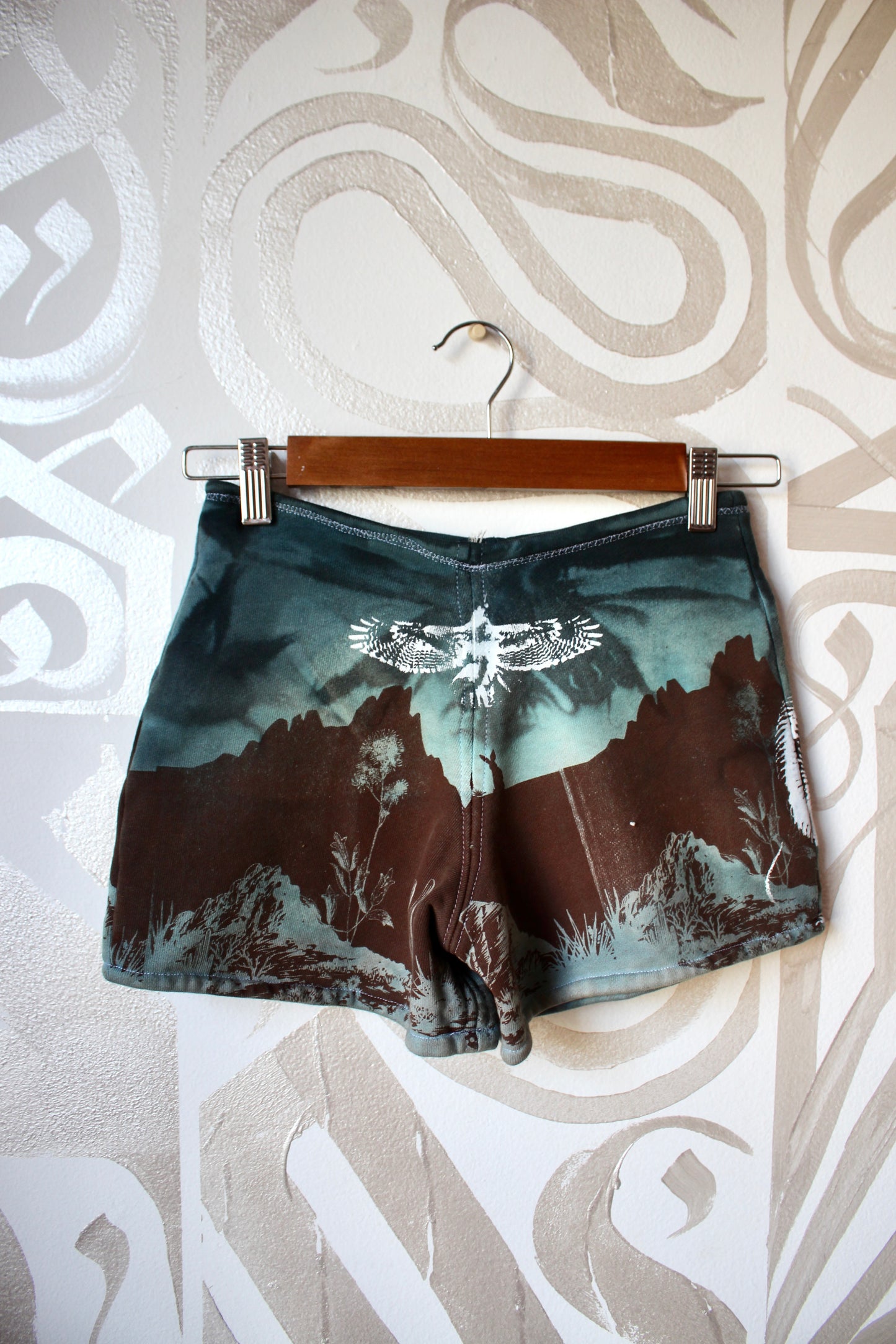 SMALL Hawk/Snake Sweat Shorts 2- One of a kind -Bootie Shorts - Super Short- Boy shorts- Cozy