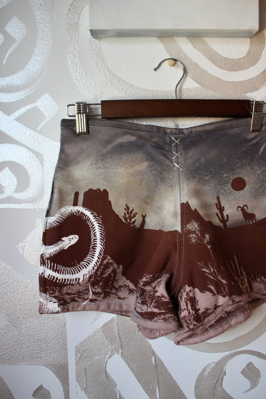 MEDIUM-  Desert Sweat Shorts 6 - Hand embroidered details, Screen printed, Hand dyed- One of a kind