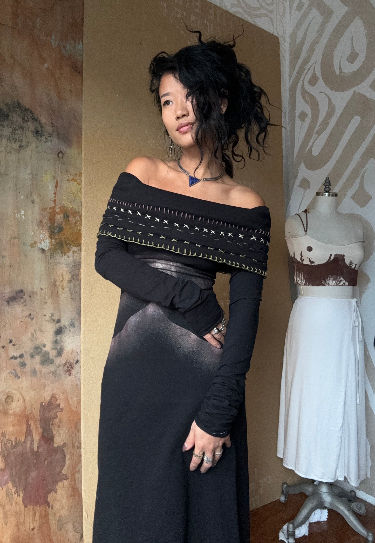 MTO- The Midnight Passage Dress - Black - Hand Embroidered - heart and hand crafted - Beyond the Veil