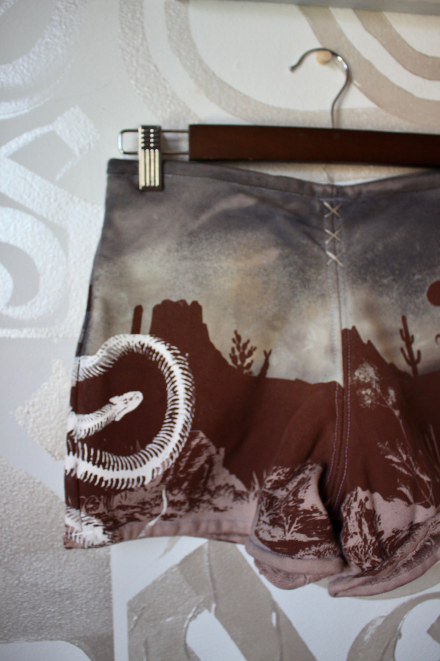 MEDIUM-  Desert Sweat Shorts 6 - Hand embroidered details, Screen printed, Hand dyed- One of a kind