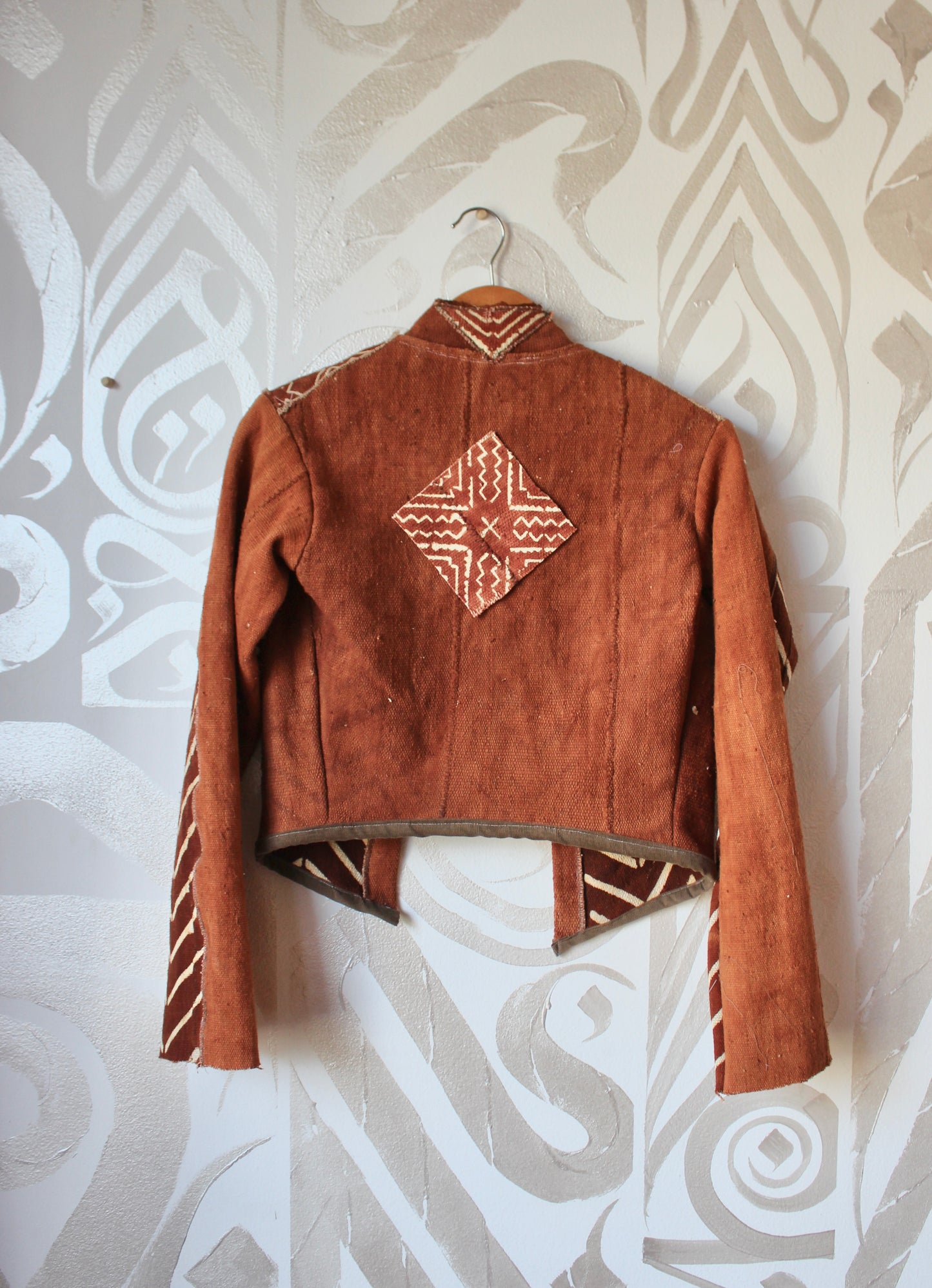 Small/Medium- Mudcloth Cadet Jacket 12- Terracotta Owl Lining - Forest Lining