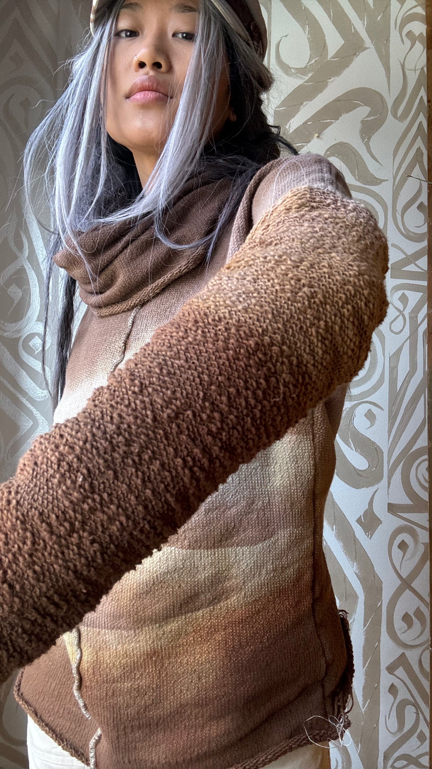 New! RTS -Small - Misty Risings Desert Cowl Neck -Limited Edition Dead stock Italian French Terry Cotton- High quality- Thick Warm Sweater