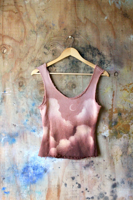 Small - Mauve Skies Tank Top- Organic Cotton French Terry Deadstock