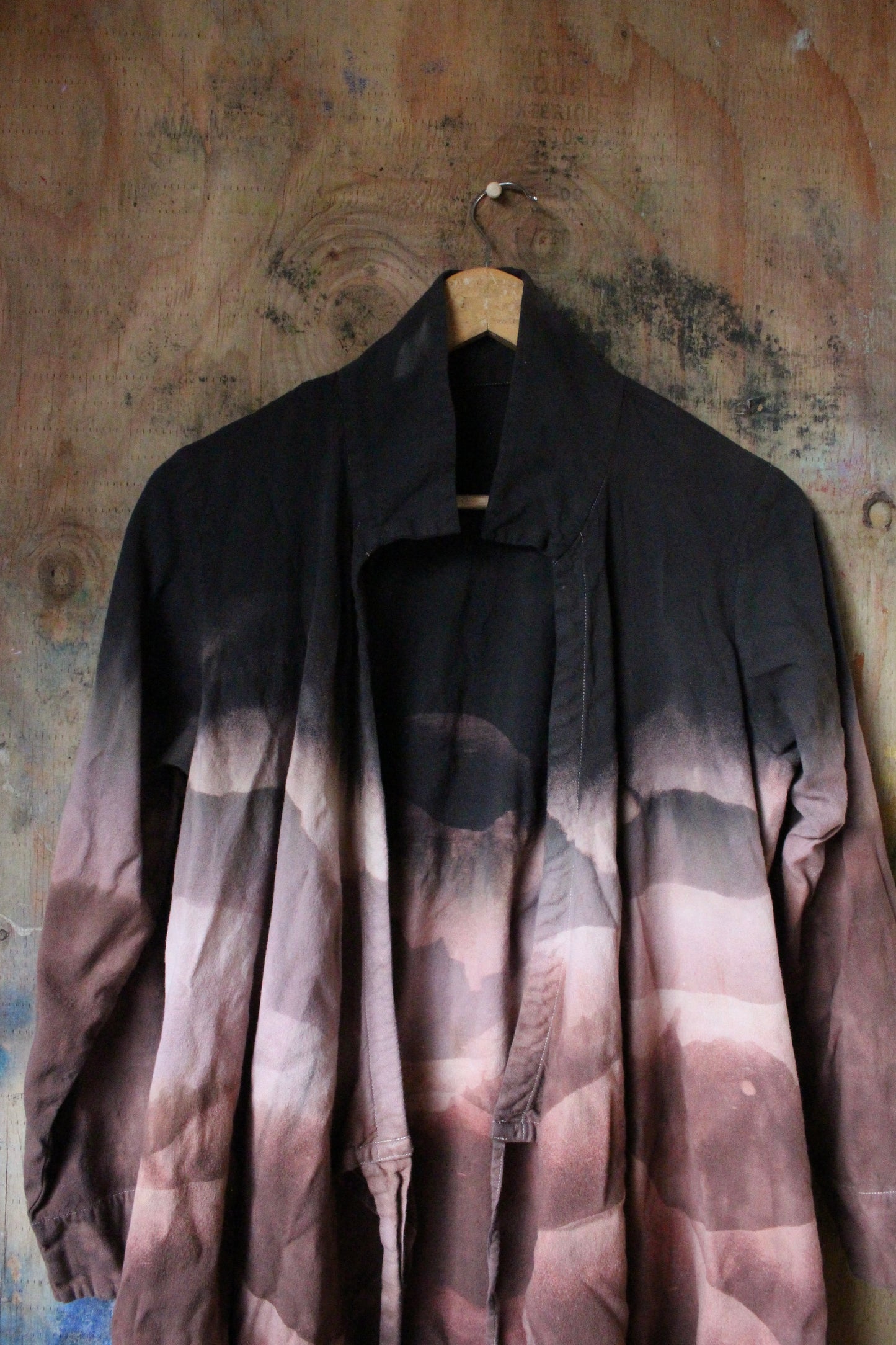 S/M- Charcoal Overcast with a Chance of Purple Hail- Banana Cotton Wrap Top