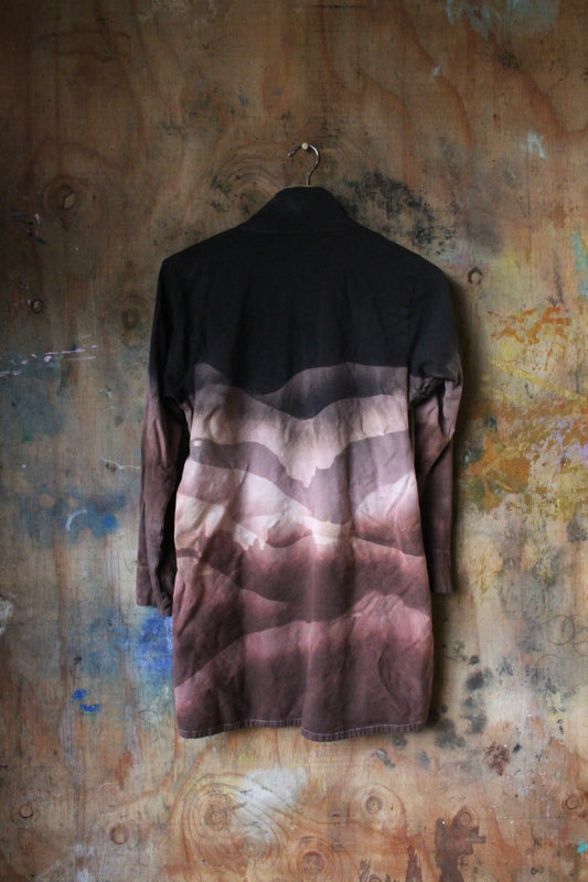 S/M- Charcoal Overcast with a Chance of Purple Hail- Banana Cotton Wrap Top