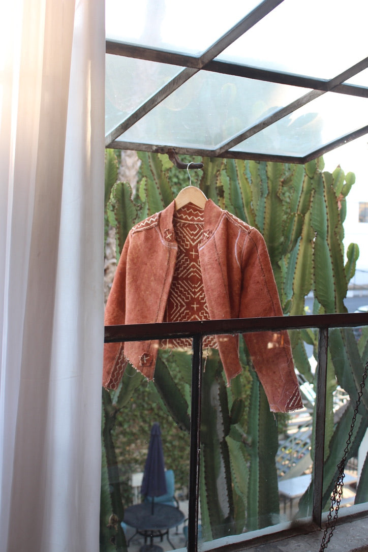 Small- Mudcloth Jacket 1 - Earthen Wear- Terracotta Tesselate