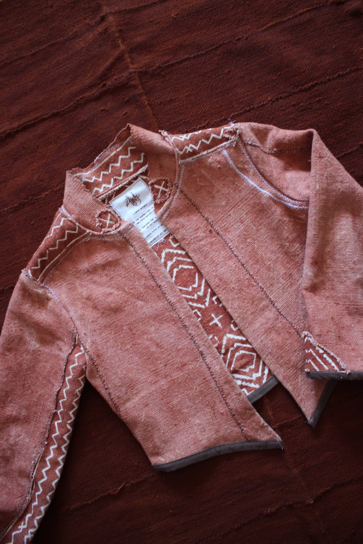 Small- Mudcloth Jacket 1 - Earthen Wear- Terracotta Tesselate