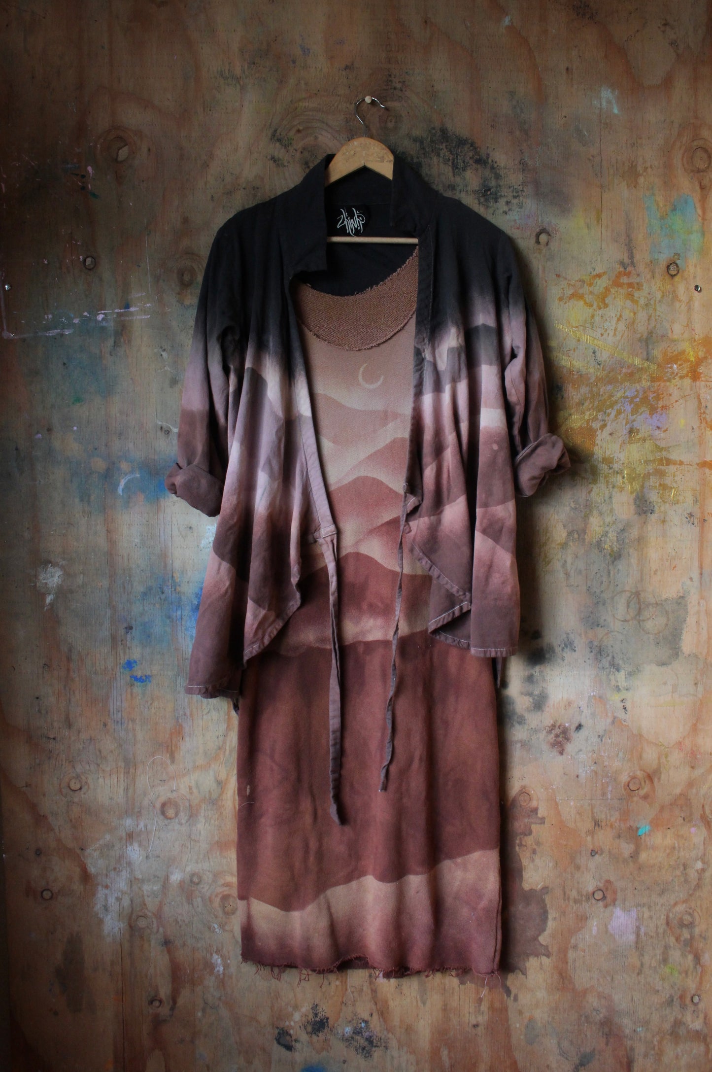 S/M- Charcoal Overcast with a Chance of Purple Hail- Banana Cotton Wrap Top