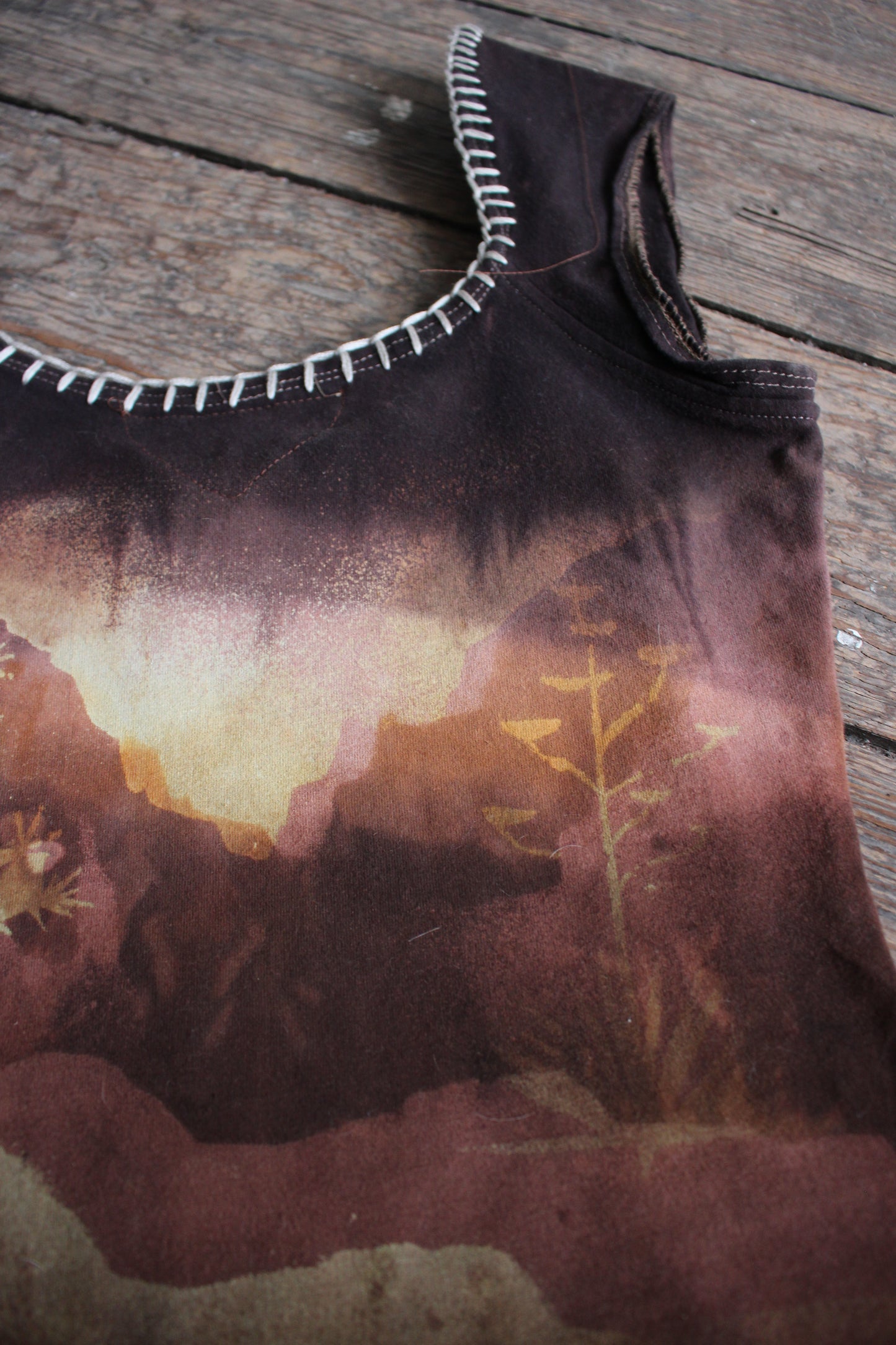 SMALL Slight crop - Dark Desert Mystic Basket top - Hand Embroidered