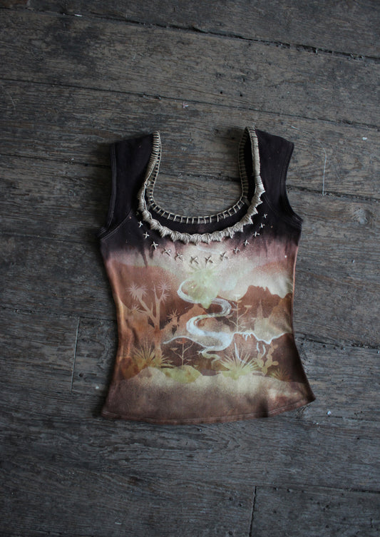 MEDIUM - Desert Dwellers Mother- mother Embrace Basket top Hand Embroidered Neckline