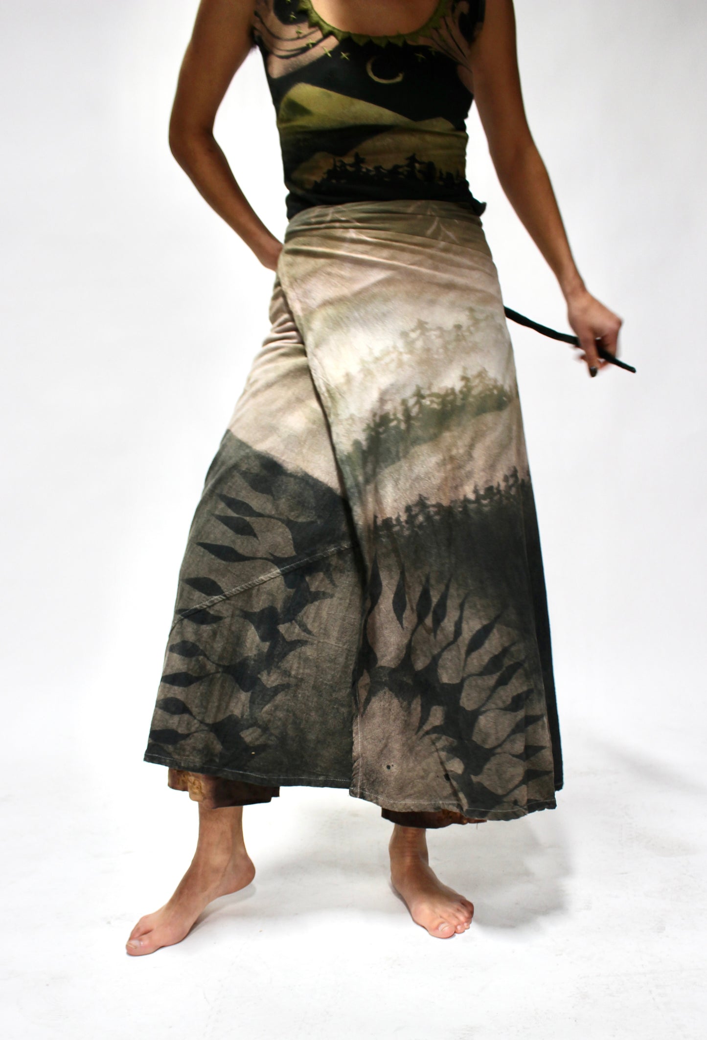 M/L - Wrap Skirt - Celadon Green to Dark Green