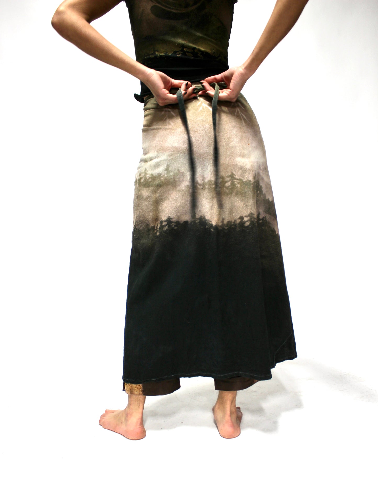 M/L - Wrap Skirt - Celadon Green to Dark Green