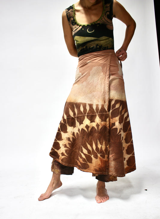 S/M - Blushed Landscape - Lunadala Expanse - Cotton Wrap skirt