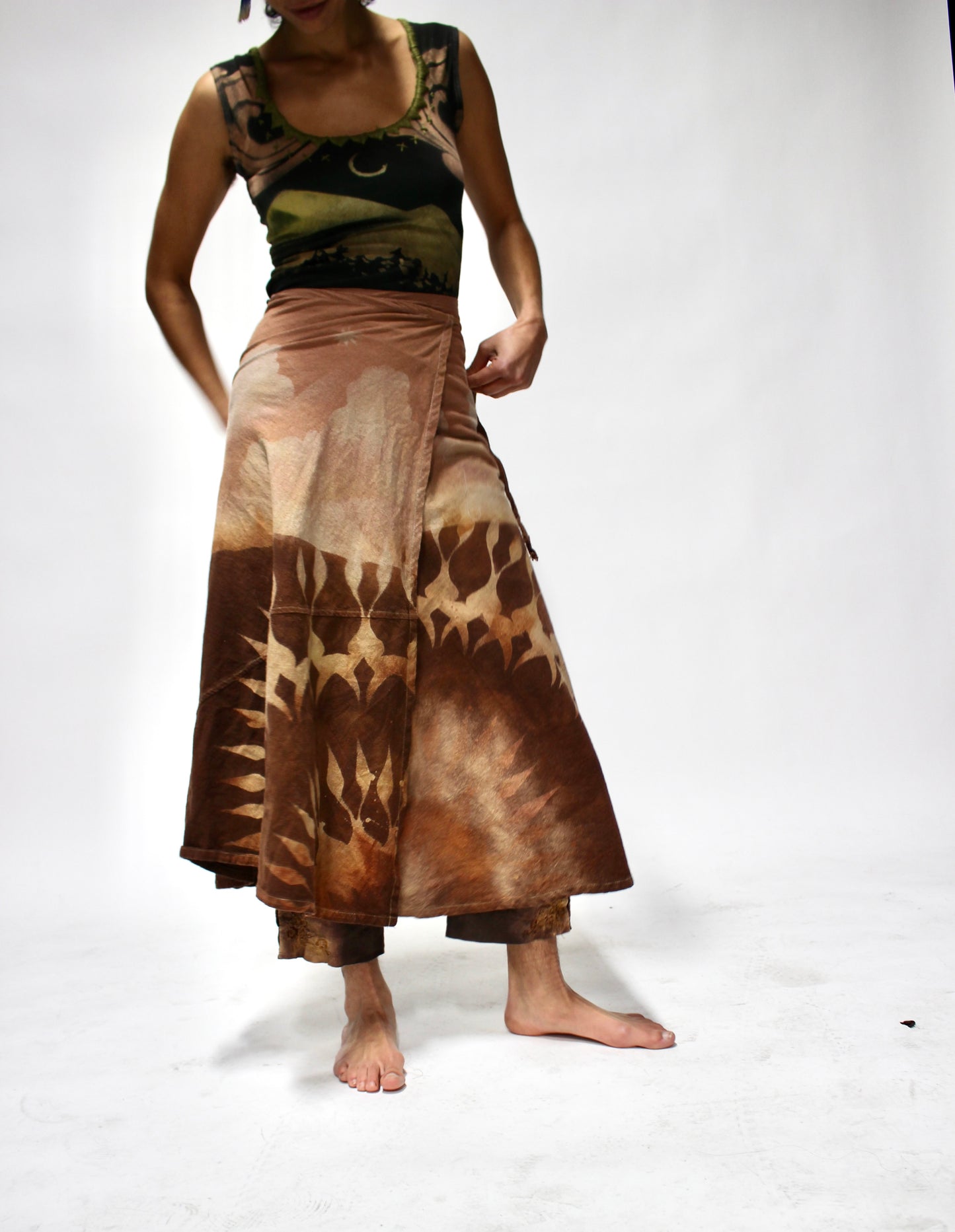 S/M - Blushed Landscape - Lunadala Expanse - Cotton Wrap skirt