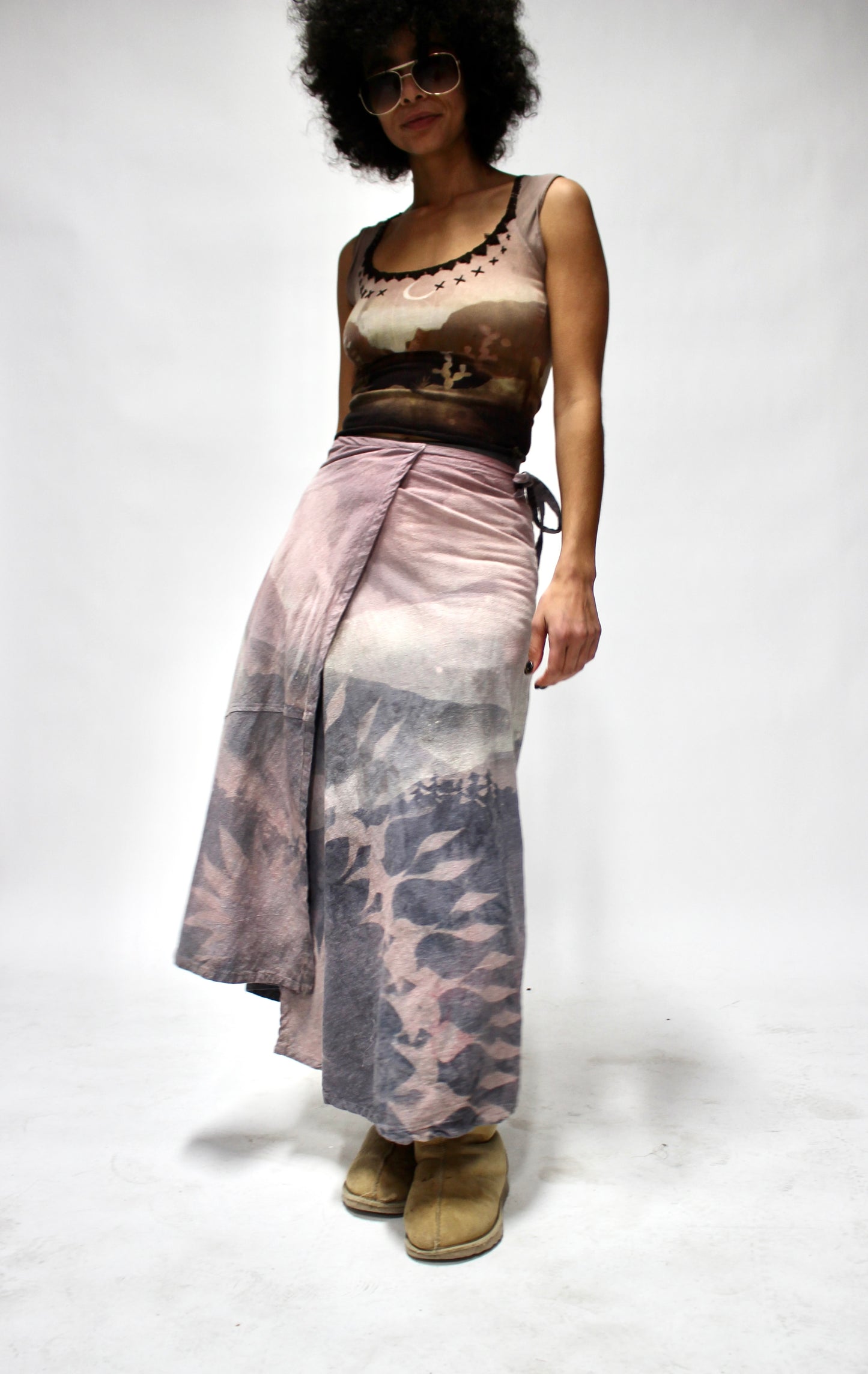 S/M - Mountain Soothe -Expansive Landscape Cotton Wrap Skirt