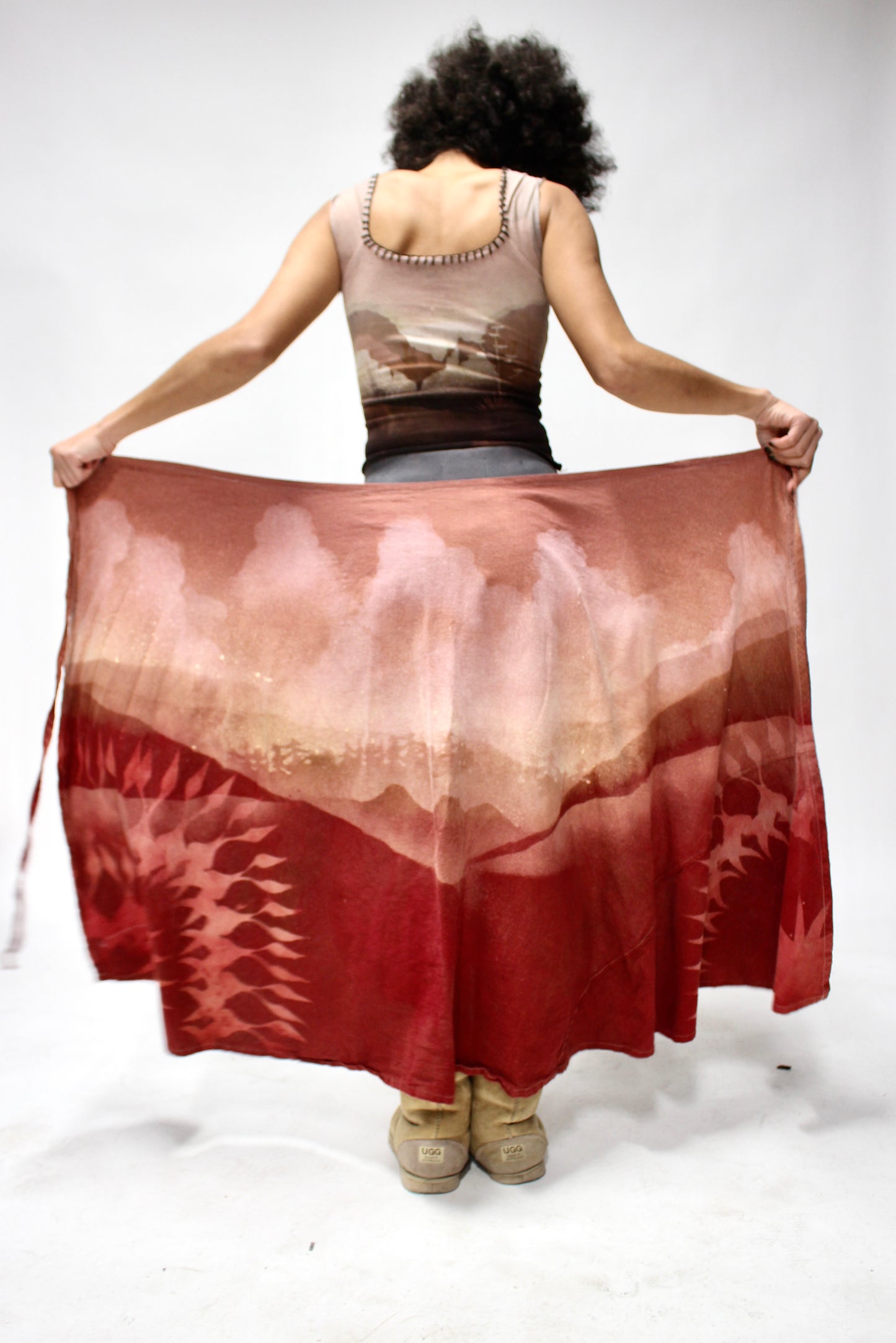 M/L - Landscape Juice - Cotton Wrap Skirt - Lunadala design