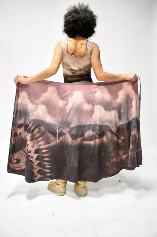 M/L - Lilac Skies - Lunadala Whirpools of infinity- Cotton Wrap Skirt