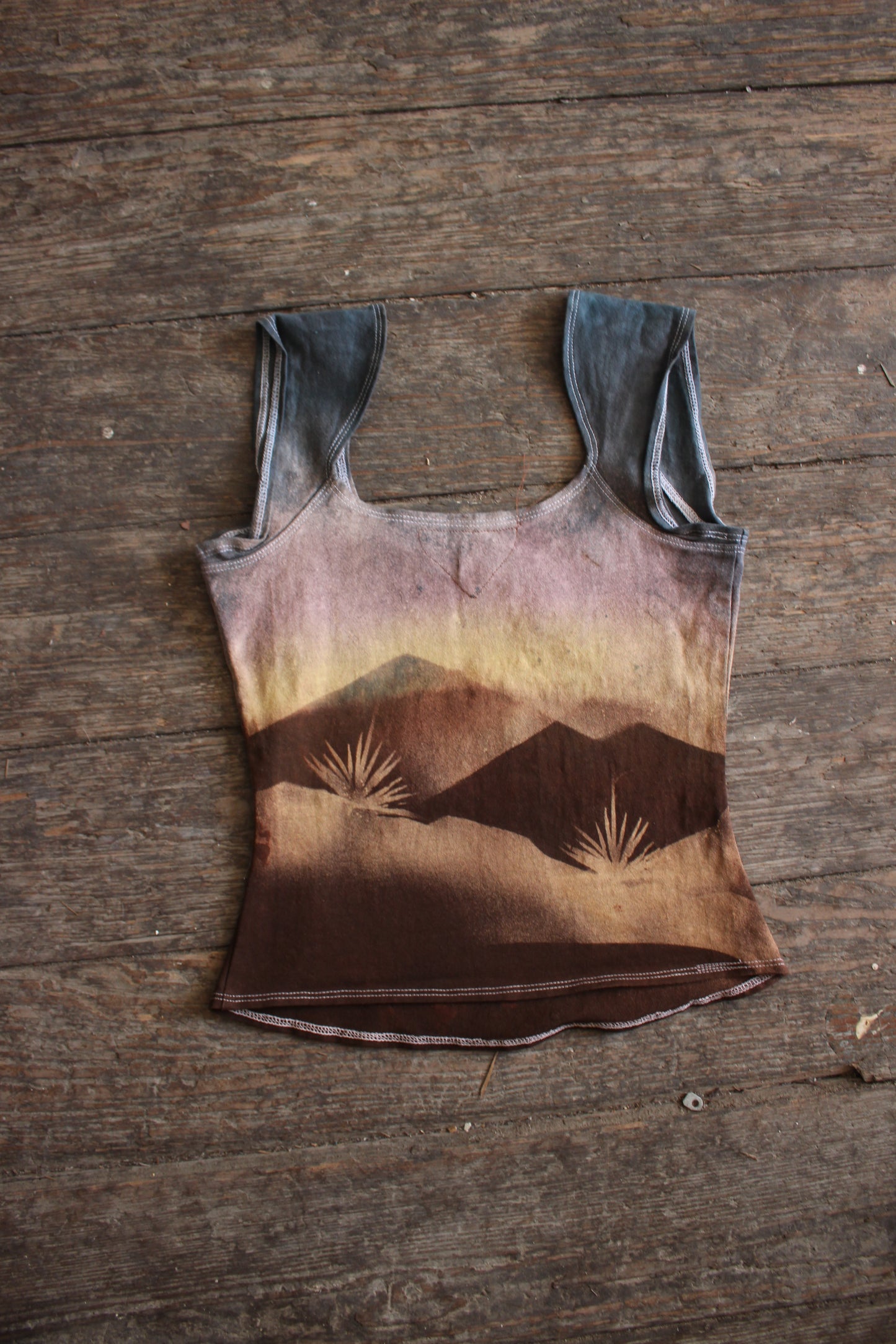 SMALL- High Spirits Howl Sunrise Basket top- Organic Hemp/Cotton/Spandex - Not Embroidered