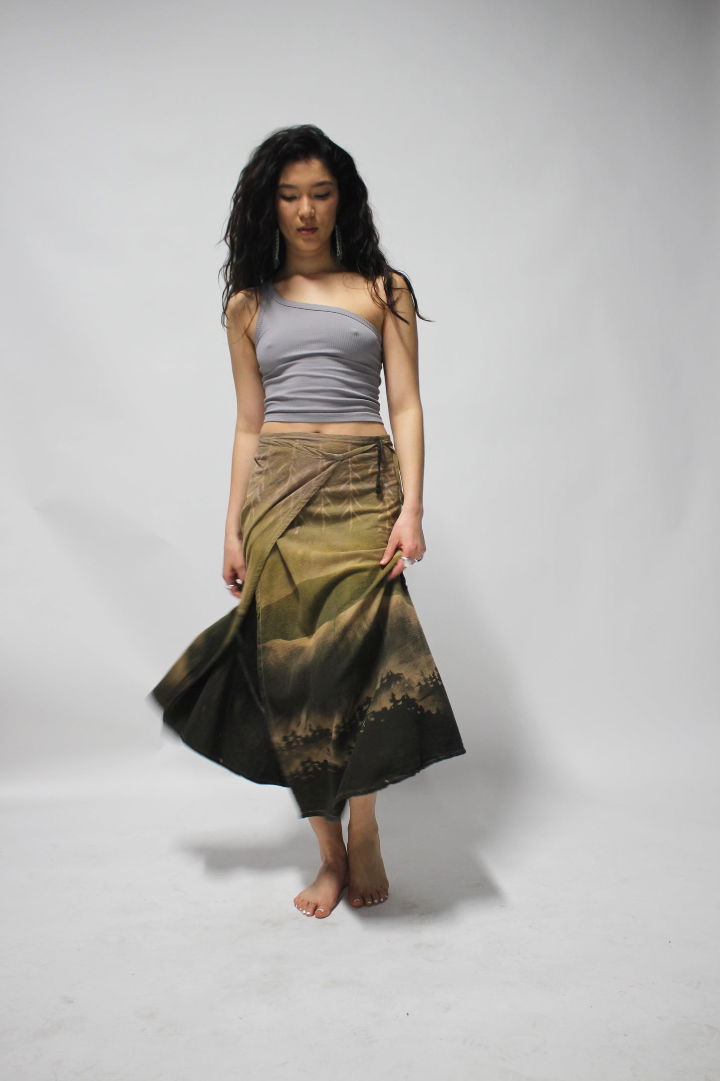 M/L- Green Regeneration Wrap Skirt - 100% Cotton