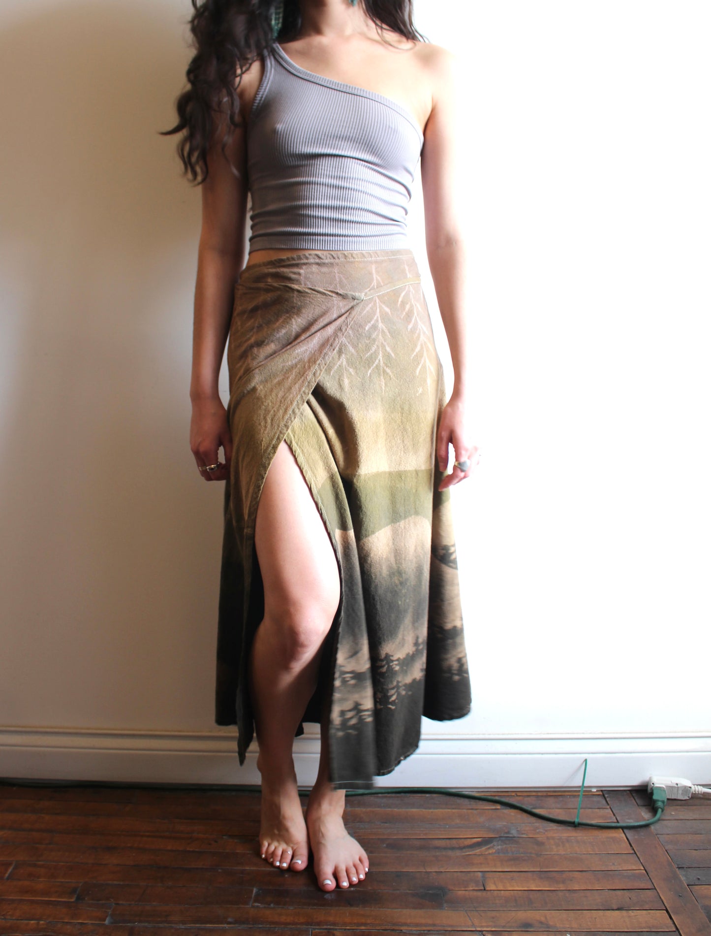 M/L- Green Regeneration Wrap Skirt - 100% Cotton