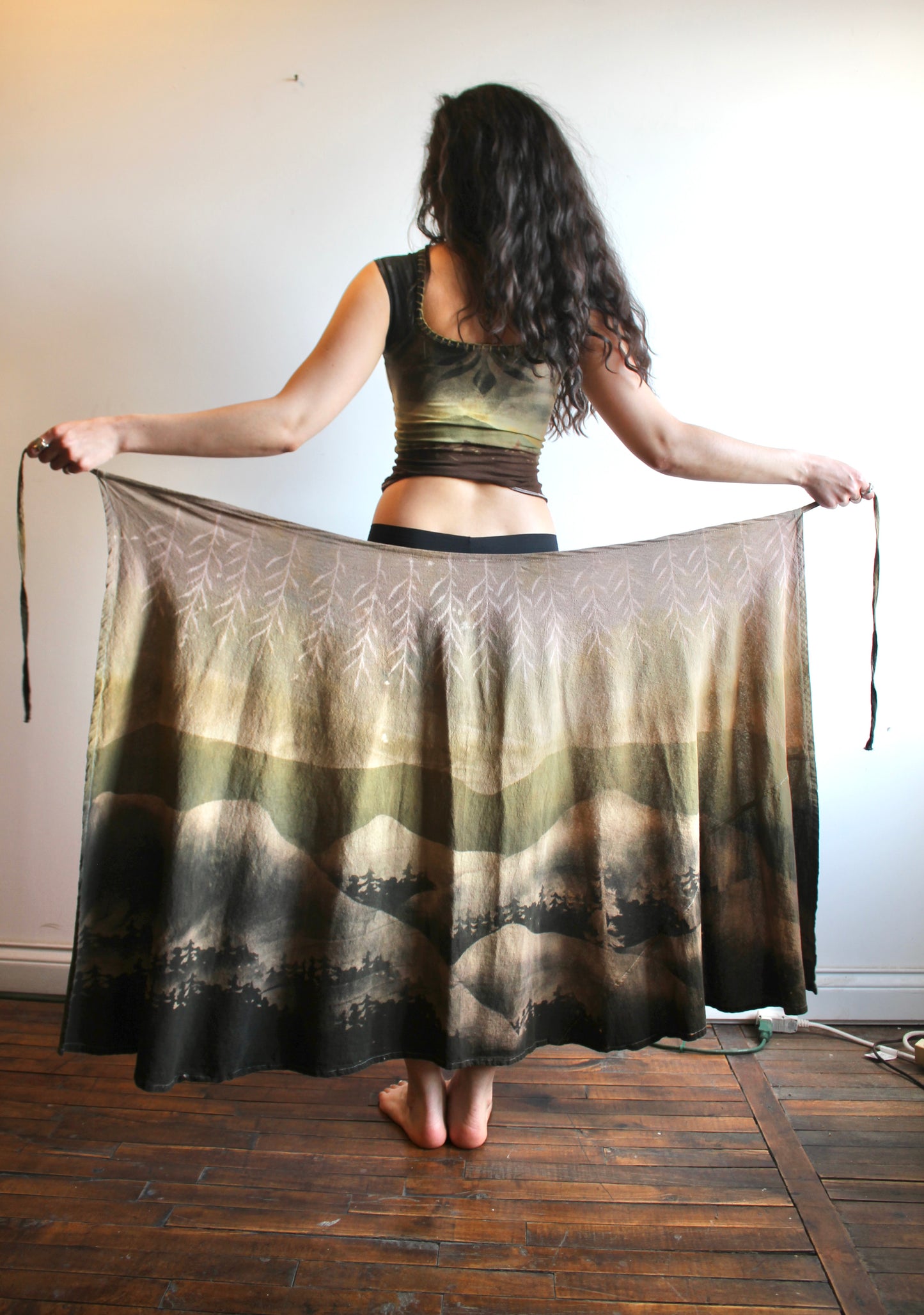 M/L- Green Regeneration Wrap Skirt - 100% Cotton