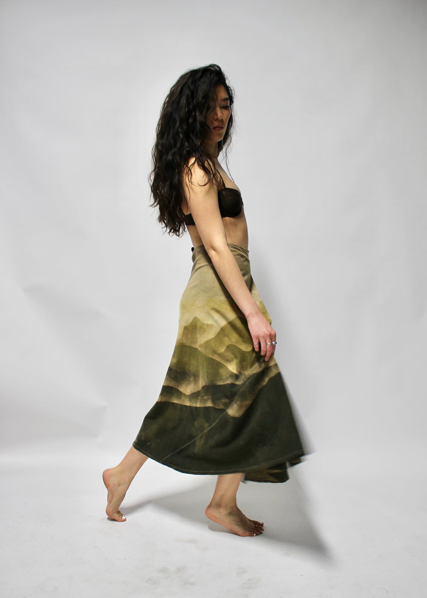 S/m-Green Mountains of Thai Nguyễn Vietnam Homecoming Wrap Skirt - 100% Cotton