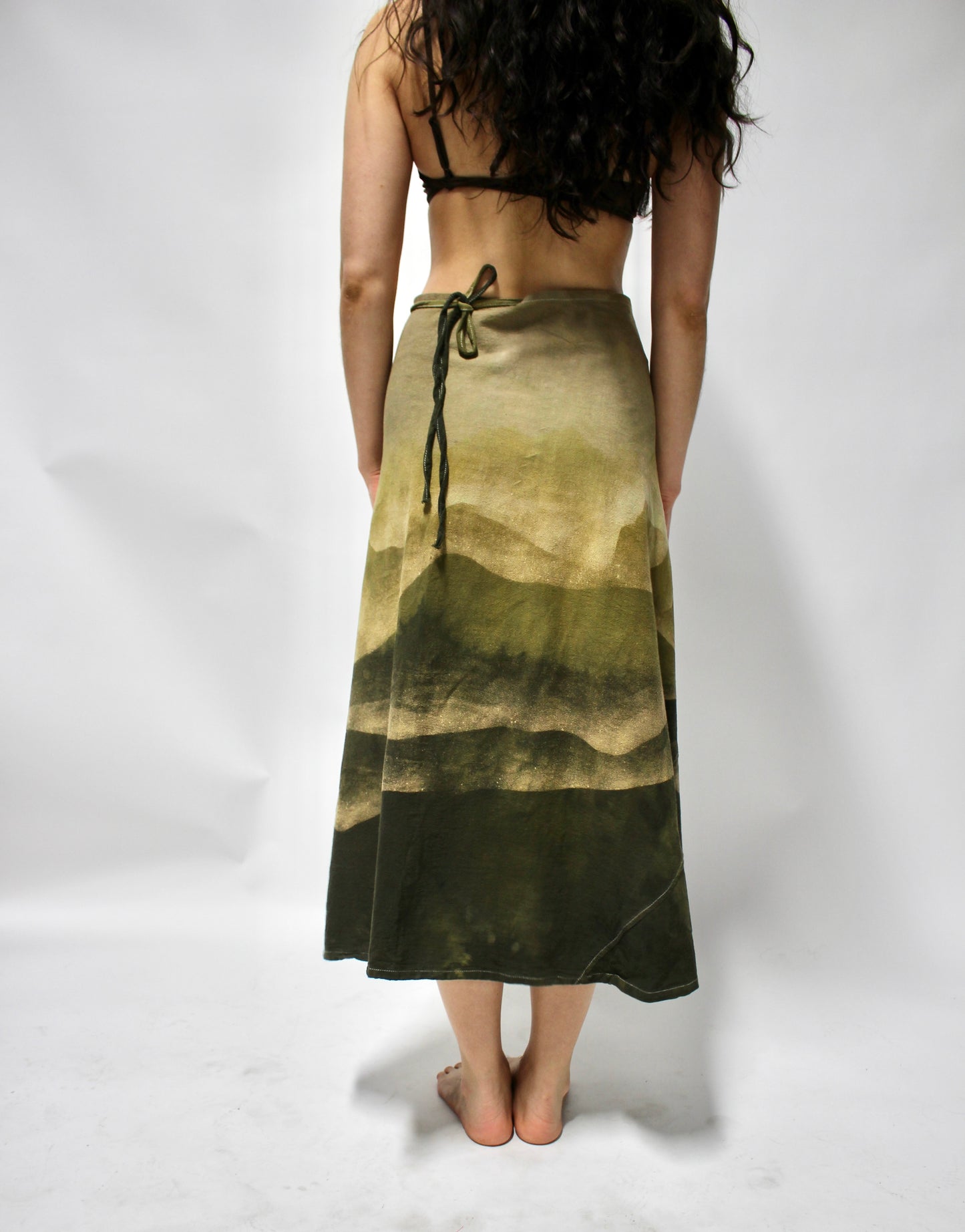 S/m-Green Mountains of Thai Nguyễn Vietnam Homecoming Wrap Skirt - 100% Cotton