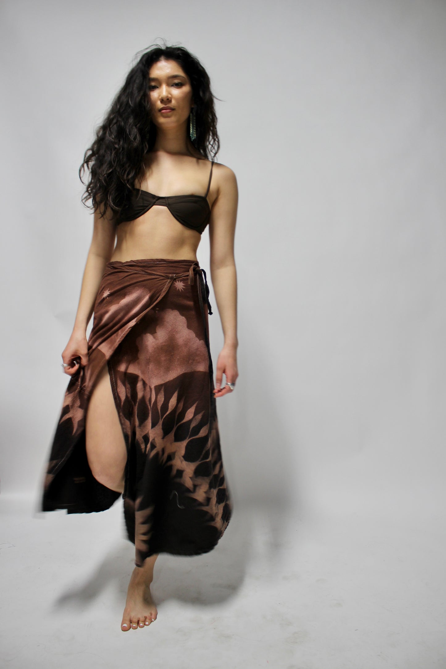 Mauve to Obsidian Desert Clouds Landscape Wrap Skirt - 100% Cotton