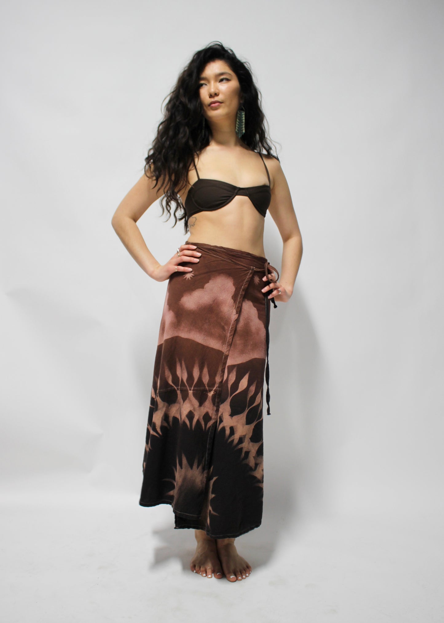 Mauve to Obsidian Desert Clouds Landscape Wrap Skirt - 100% Cotton