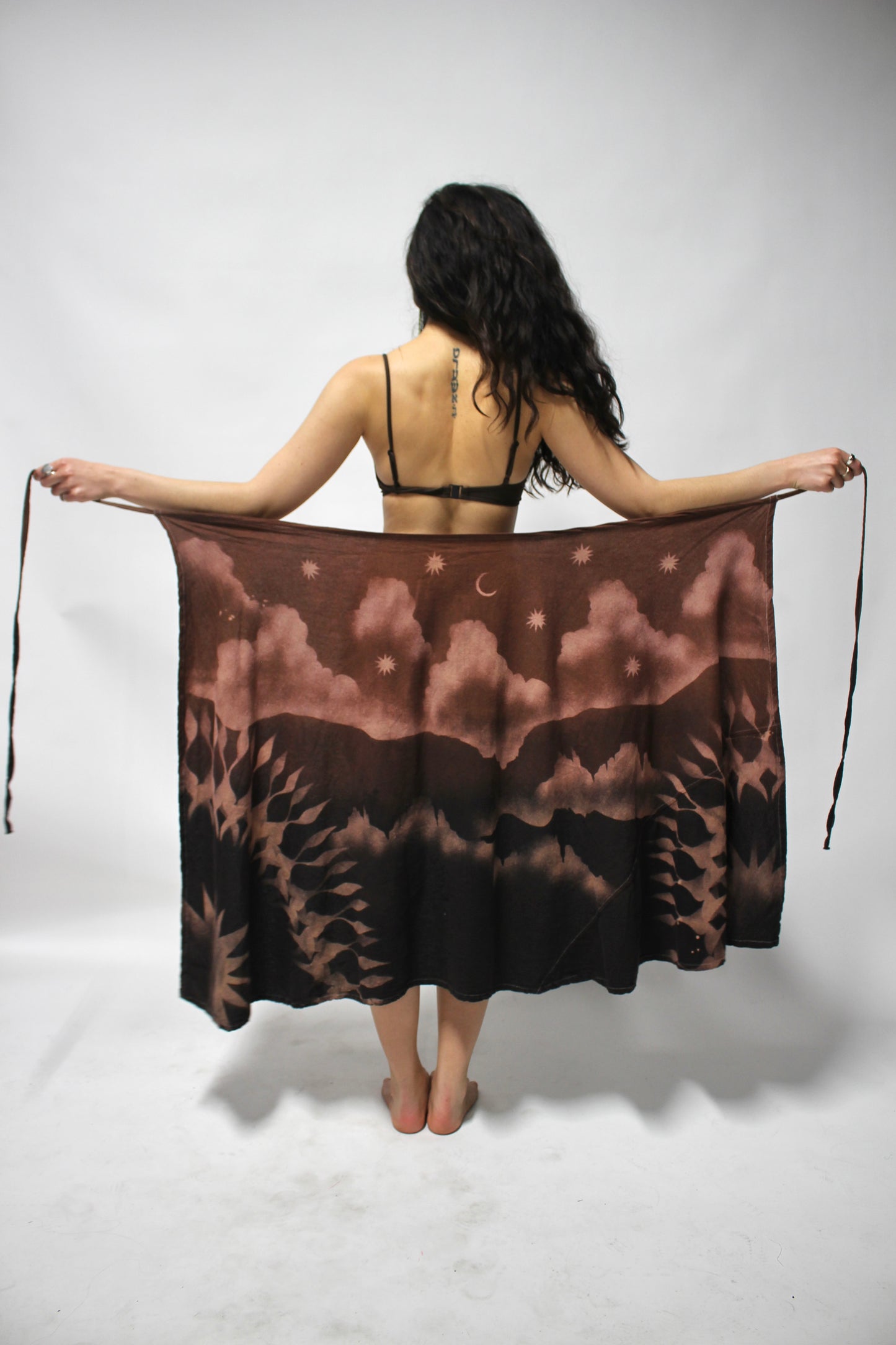 Mauve to Obsidian Desert Clouds Landscape Wrap Skirt - 100% Cotton