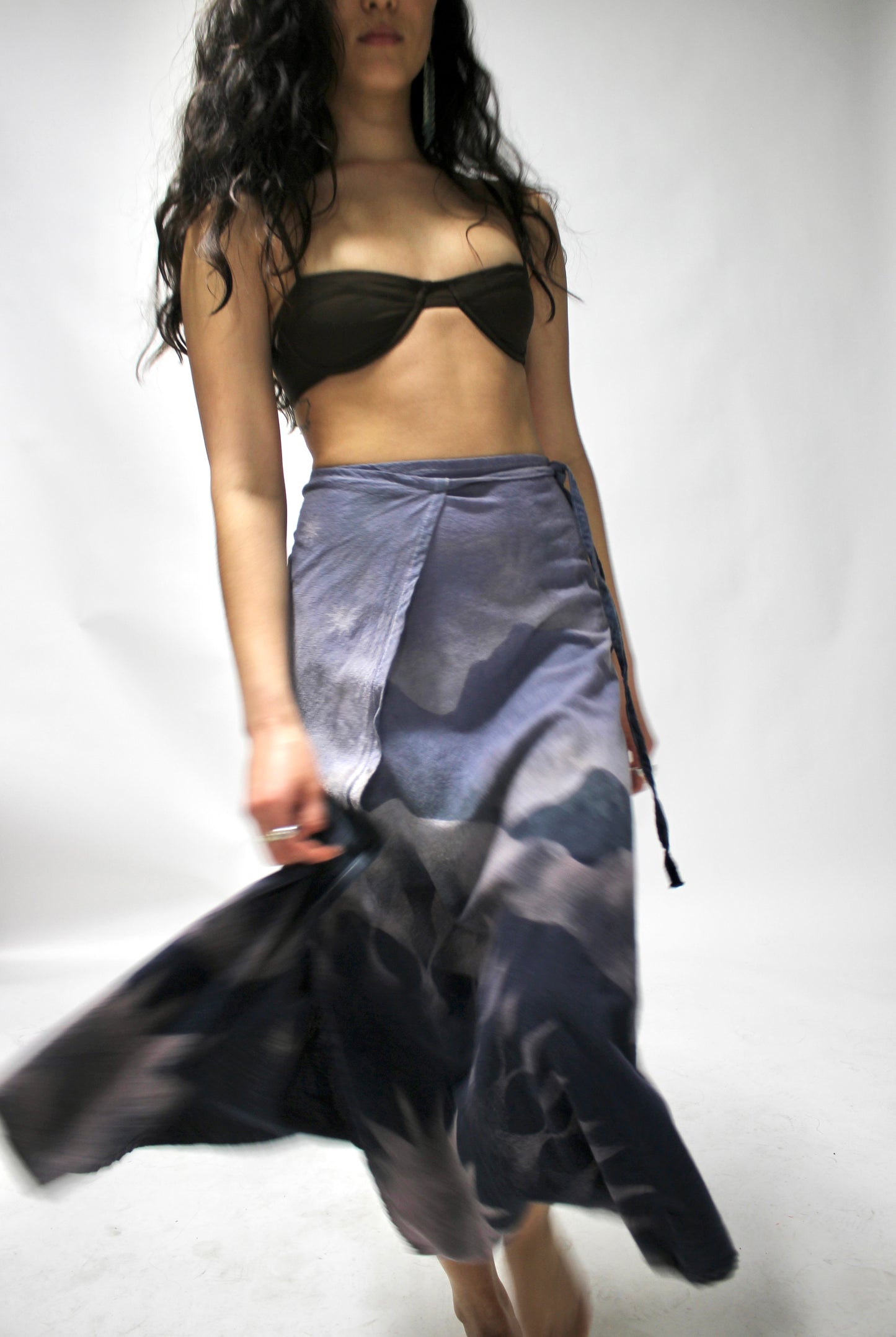 Periwinkle Skies Lunadala Landscape Wrap Skirt - 100% Cotton