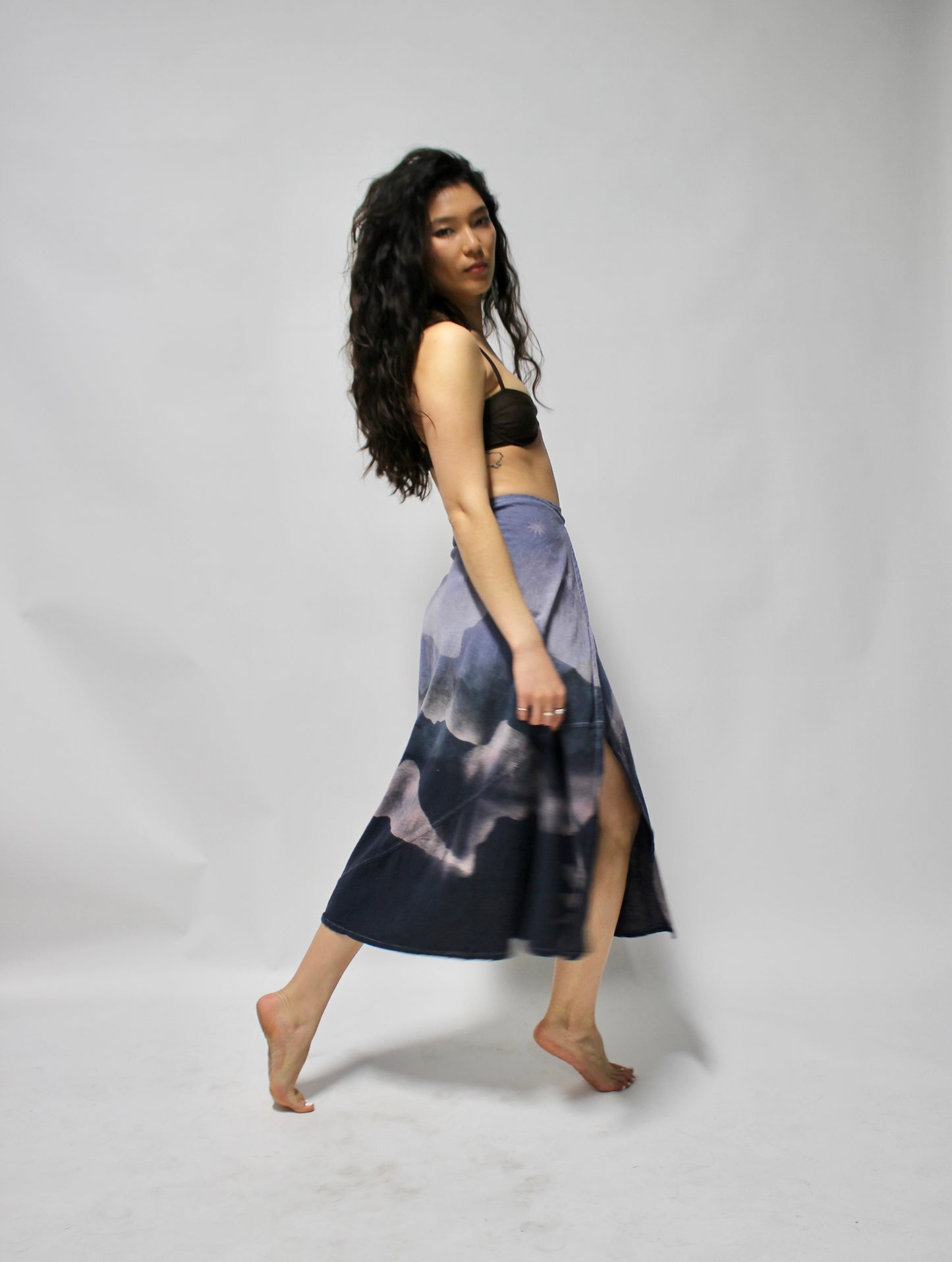 Periwinkle Skies Lunadala Landscape Wrap Skirt - 100% Cotton