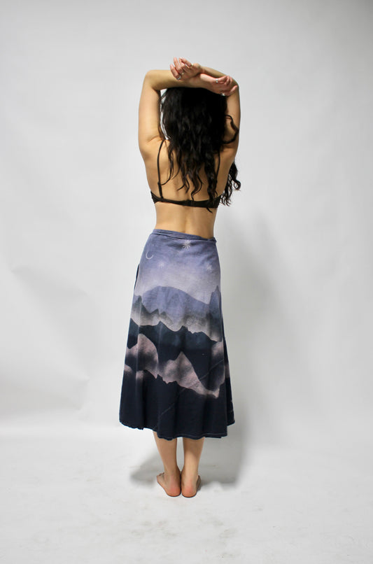 Periwinkle Skies Lunadala Landscape Wrap Skirt - 100% Cotton