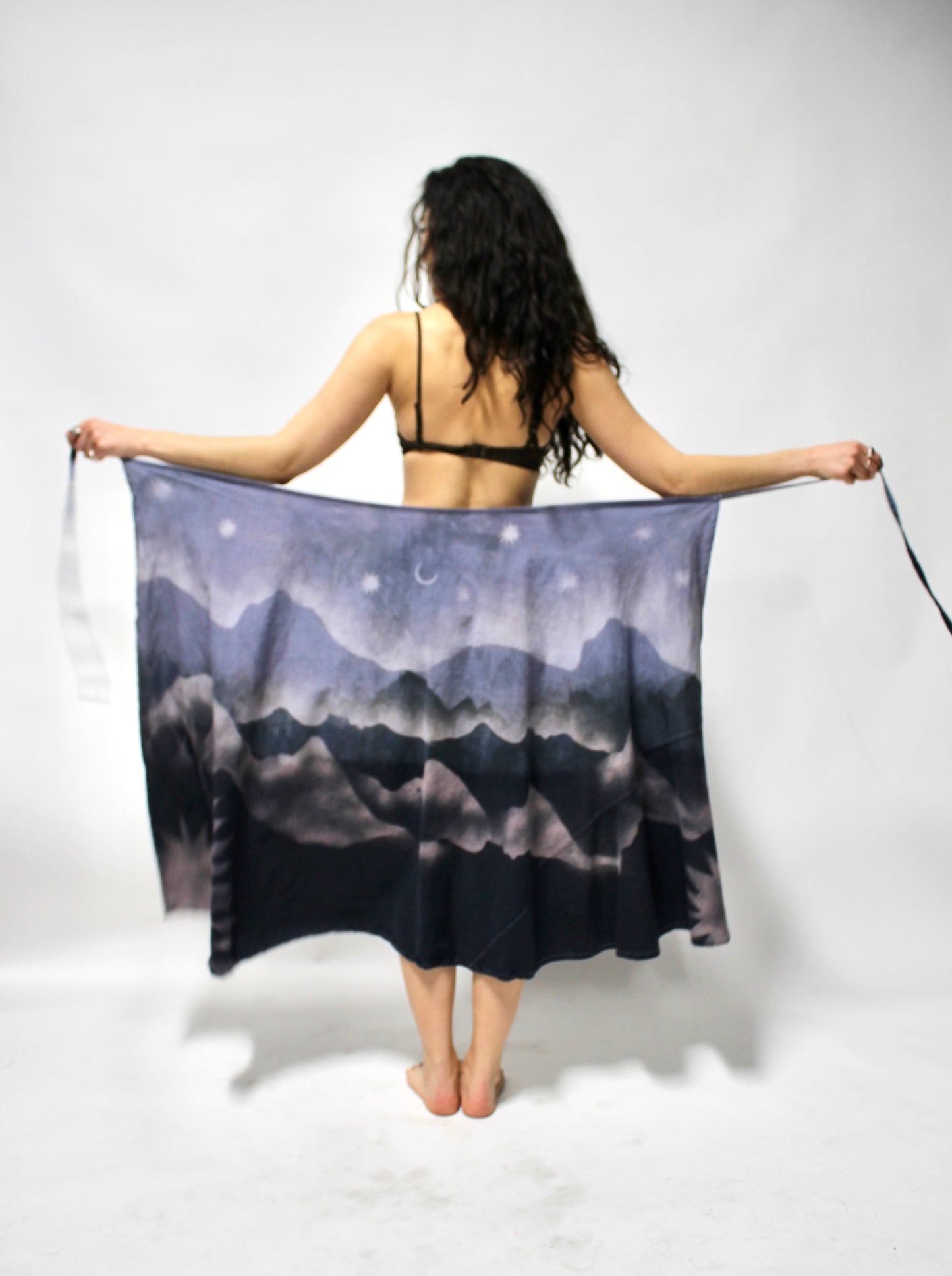 Periwinkle Skies Lunadala Landscape Wrap Skirt - 100% Cotton