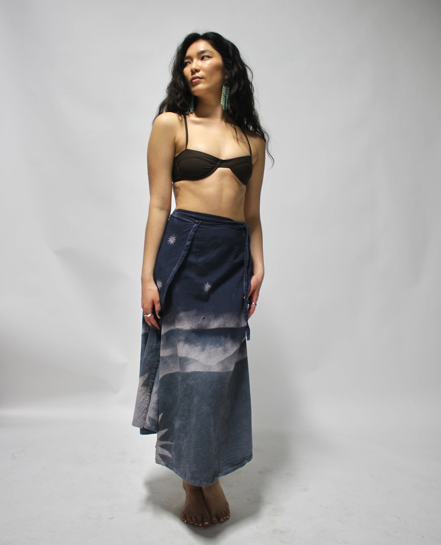 Starry Night Midnight Blue to Evening Waltz Wrap Skirt - 100% Cotton