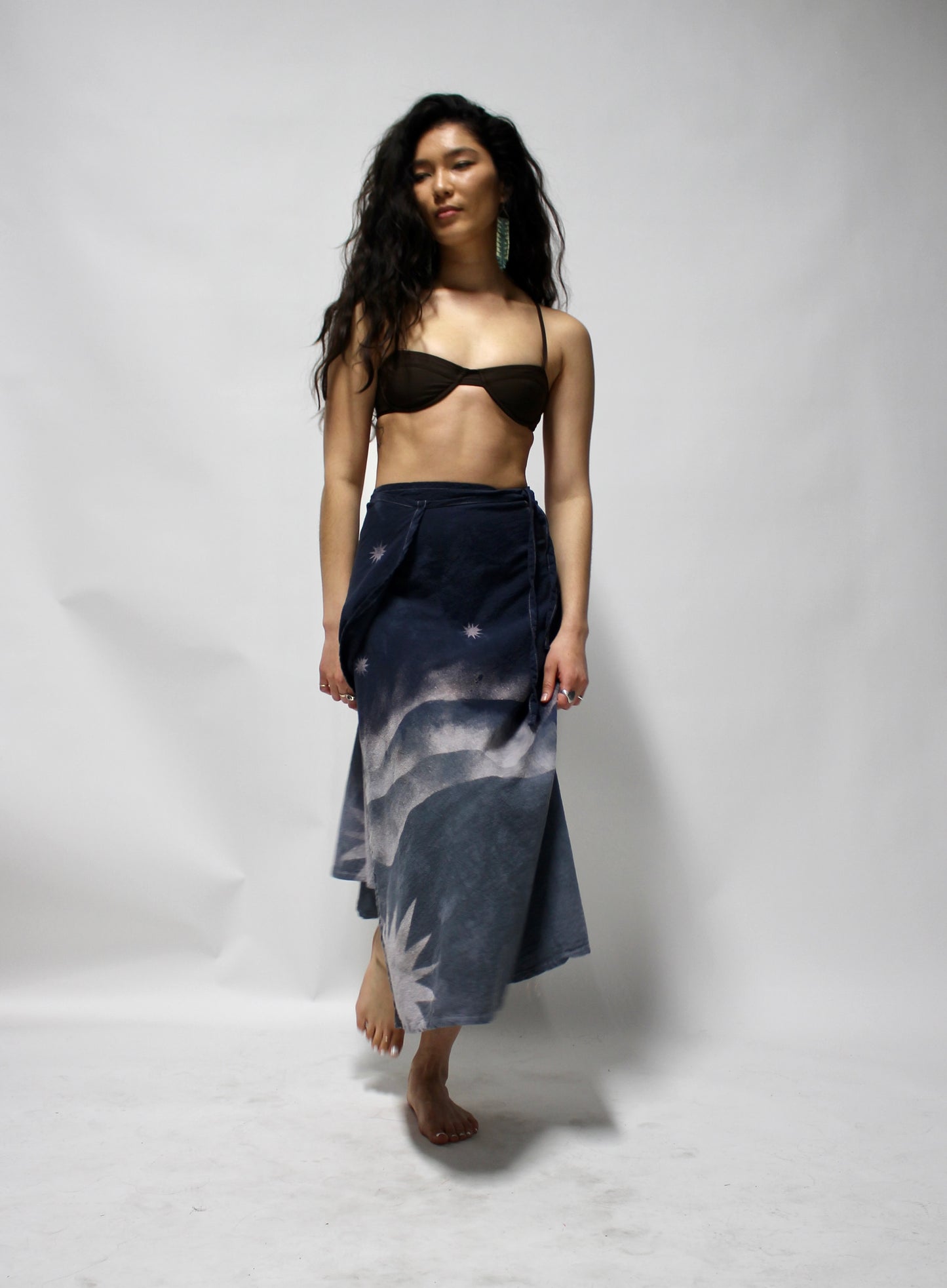 Starry Night Midnight Blue to Evening Waltz Wrap Skirt - 100% Cotton