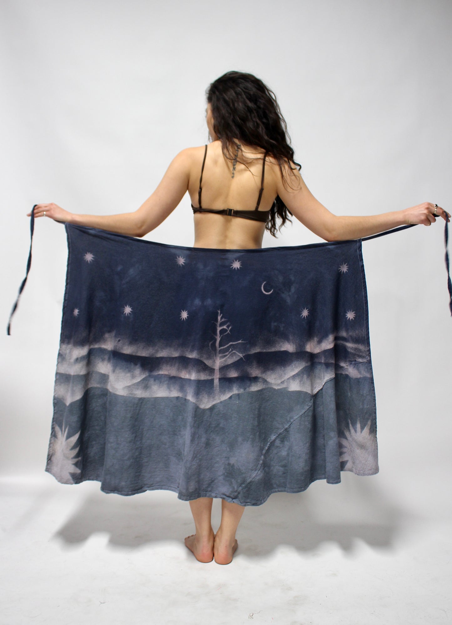 Starry Night Midnight Blue to Evening Waltz Wrap Skirt - 100% Cotton